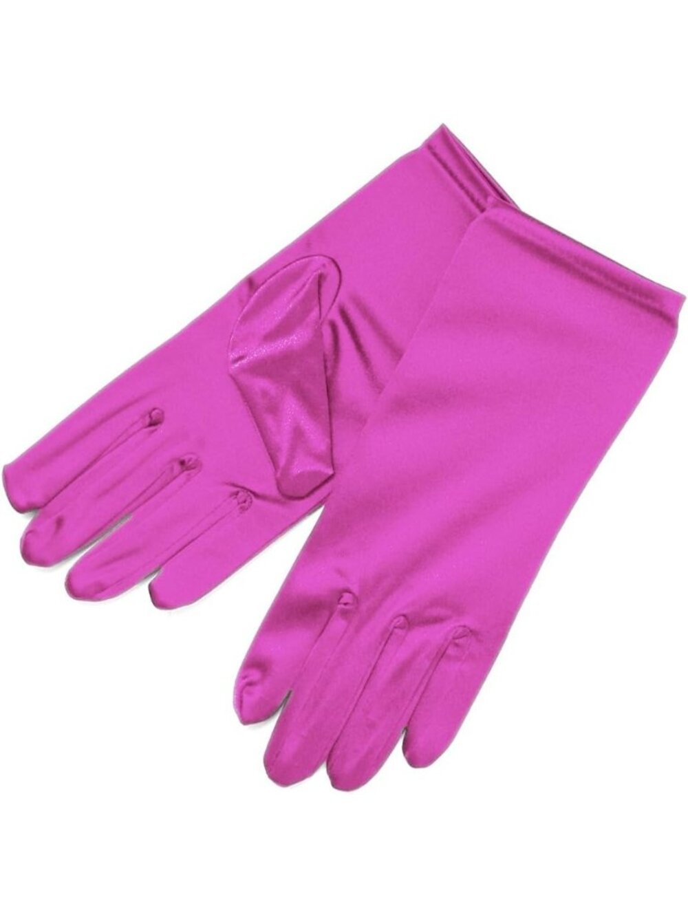Women's Fushsia Shiny Stretch Wrist Length 2bl Over Costume Satin Dress Gloves